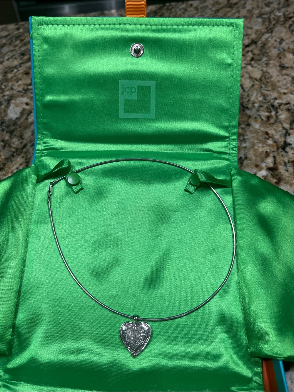 Diamond and Sterling Heart Pendant Choker Necklace - Sparkling Pavé Accent - Picture 5 of 7